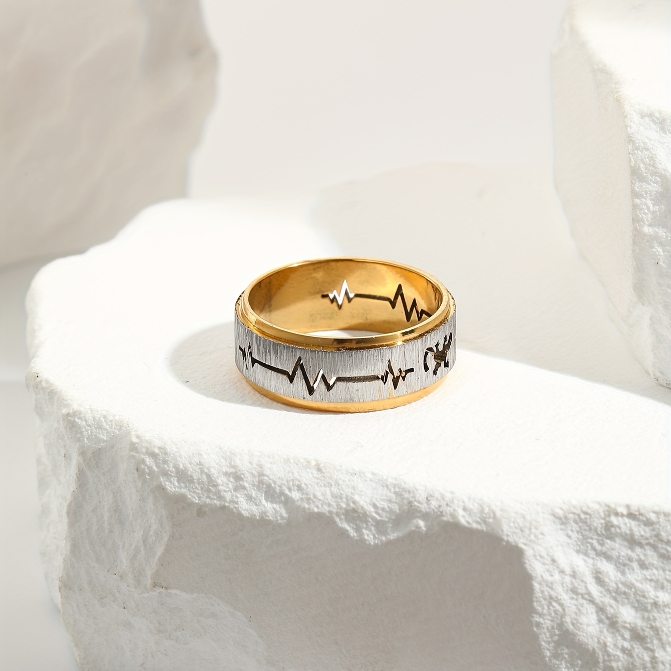 Vintage Stainless Steel Ring For Men Carving Pattern Random